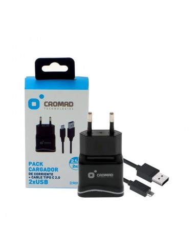 PACK CARGADOR CORRIENTE 2.1A + CABLE TIPO C 2.0 CROMAD