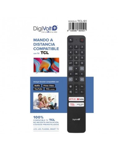 MANDO A DISTANCIA COMPATIBLE TCL TCL61 DIGIVOLT
